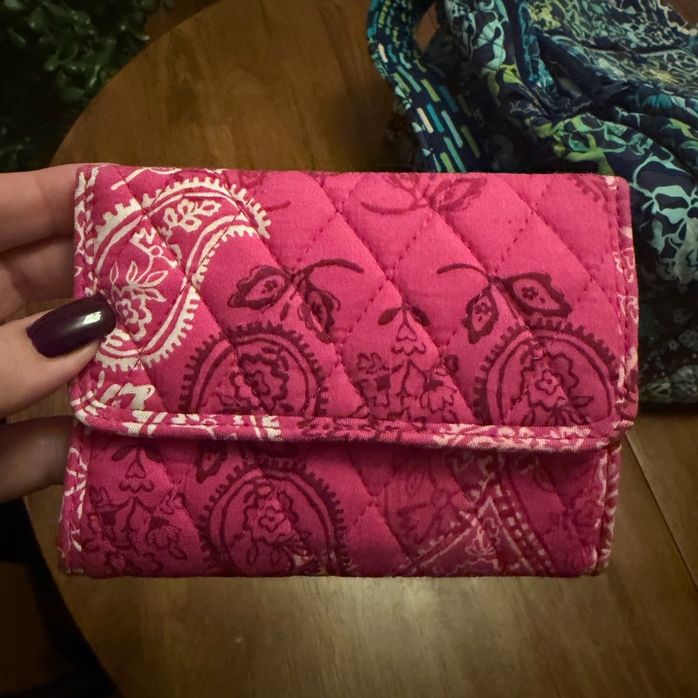 Vera Bradley pink stamped paisley wallet